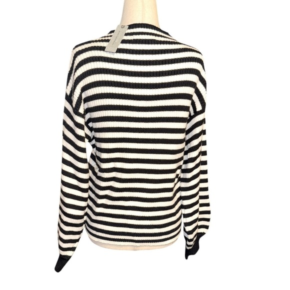 Anthropologie NWT Black and White Striped Mock Neck Sweater - Picture 5 of 5